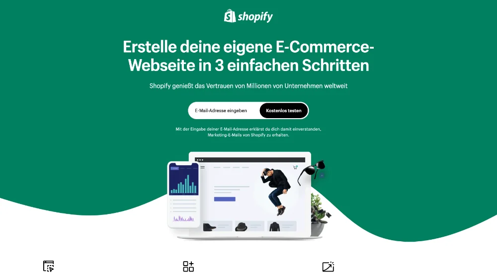 Landing Page am Beispiel der E-Commerce Lösung Shopify